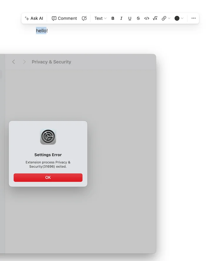 This highlights the error I encountered 90% of the time when using instant send, which could be because I'm on the beta 15.1 version of MacOS.
