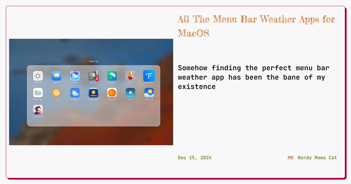 All The Menu Bar Weather Apps for MacOS